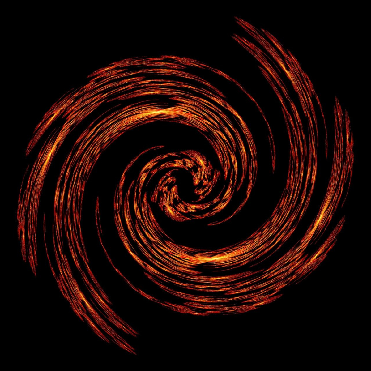 A glowing red-orange fire spiral against a black background — representing the intensity and movement of personal alchemy.