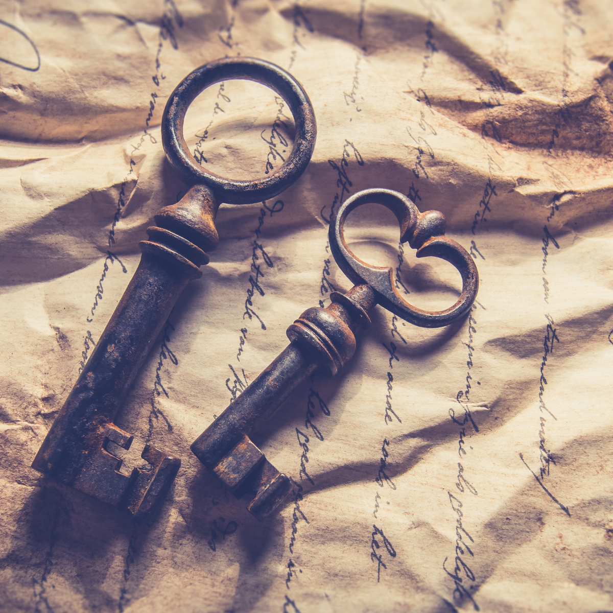 Two vintage keys resting on a handwritten letter — representing the return to one’s path, memory, and soul wisdom.